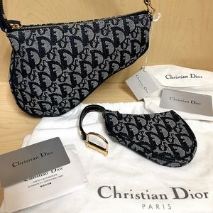 NEVER BEFORE USED Christian Dior Diorissimo Canvas Mini Saddle Bag + Wallet